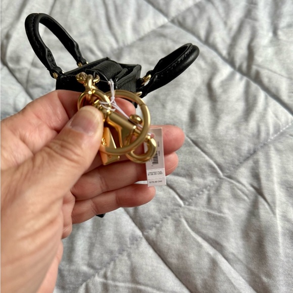 Coach Black Leather Mini Tote Keychain - Picture 4 of 6